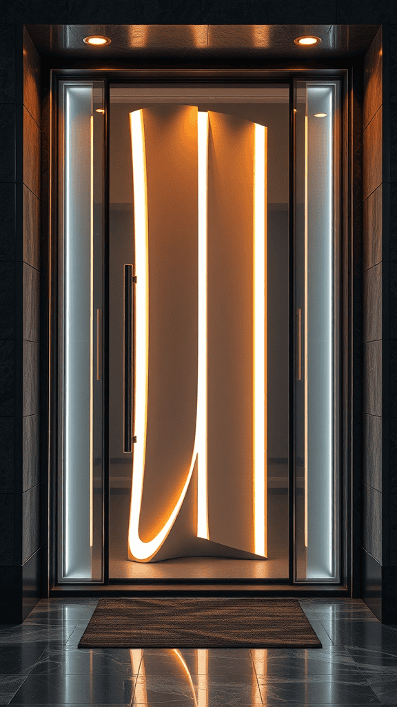 A futuristic door design with glowing accents.